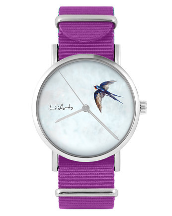 Zegarek - Jaskółka - amarant, nylonowy, yenoo