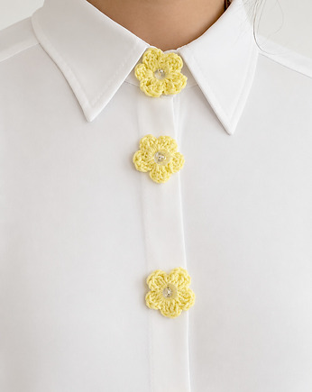 Buttoned up butter yellow: nakładki na guziki 6 szt, Fiorki