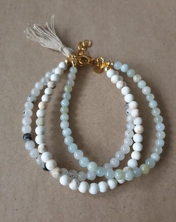 Bransoletka TRIO kamień księżycowy, akwamaryn, howlit, modesign