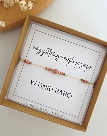 Bransoletka z dedykacją na DZIEŃ BABCI, LEI handmade