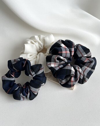 Scrunchie w granatową kratkę Blue Check, Volie Line