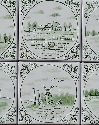 Zestaw kafle holenderskie ręcznie malowane kafle płytki delft, Kobaltowa Sroka
