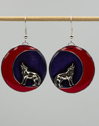 Kolczyki gotyckie z żywicy z wilkiem i półksiężycem 061, Hippograph