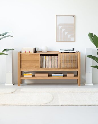 JAMM - szafka pod gramofon i płyty winylowe, lite drewno dębowe, Mo Woodwork