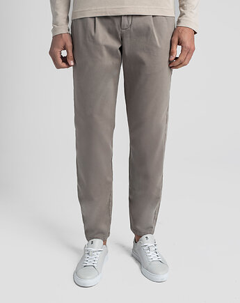 Męskie spodnie casual montieri greige comfort fit, BORGIO