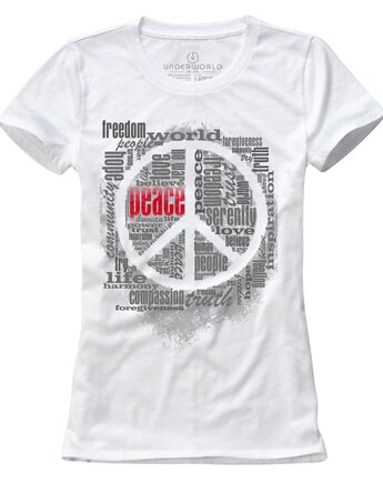 T-shirt damski UNDERWORLD Peace biały, UNDERWORLD