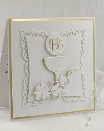Zaproszenia na Komunię, Linia Gold, wzór 22A, Anna Art and Crafts