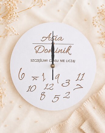 Drewniany personalizowany zegar Numbers, Drewniane dodatki