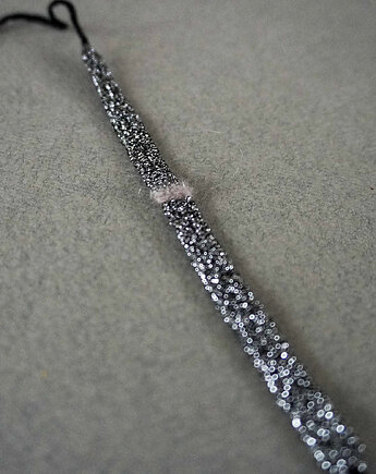 Minimalistyczna bransoletka na sznurku z błyszczącą nicią- Silver & Black, Słońcem Tkane