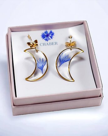 Duże księżycowe kolczyki z chabrem, Lovely Jewellery