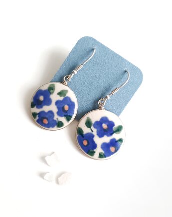 Kolczyki ceramiczne Bolesławiec, biżuteria z talerzy