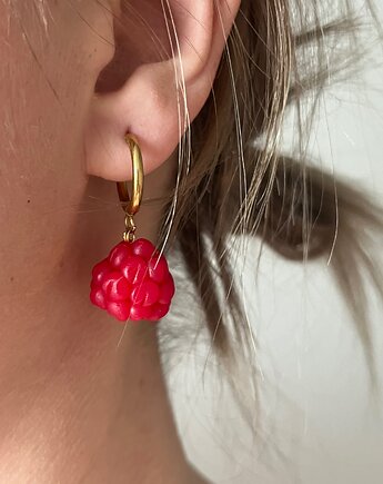 Kolczyki z maliną. Polimerowa glina. Handmade Polska, MariaPolymer