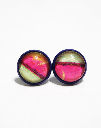 Kolczyki - Fuksja, zieleń - granatowe