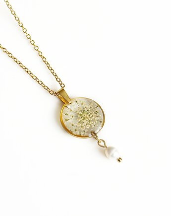 Naszyjnik z kwiatami i perłą, prezent na dzień matki, Colie