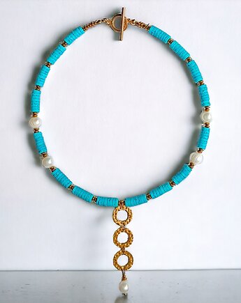 Naszyjnik : kolekcja summer ocean : PERŁY & LAWA turkusowa II, kaktusia