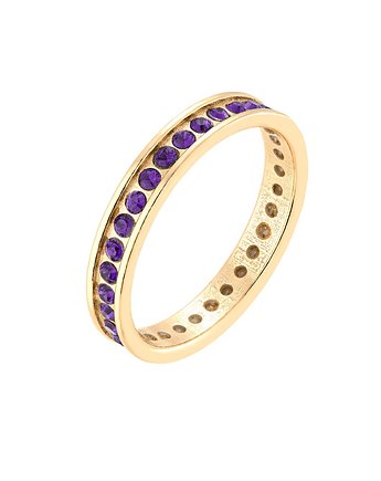 Złota obrączka z fioletowymi kryształami Preciosa, SOTHO