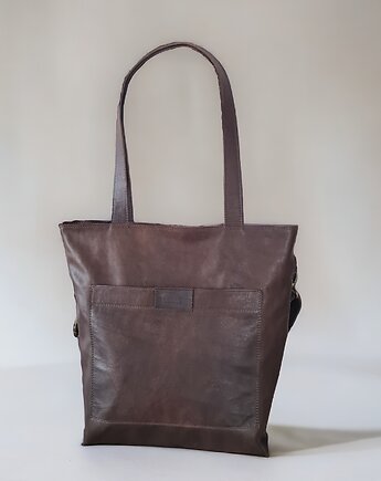 Shopper Bag, Boho. Duża skórzana torba na ramię, brązowa shopperka od UNIQUE, UNIQUE HandMade
