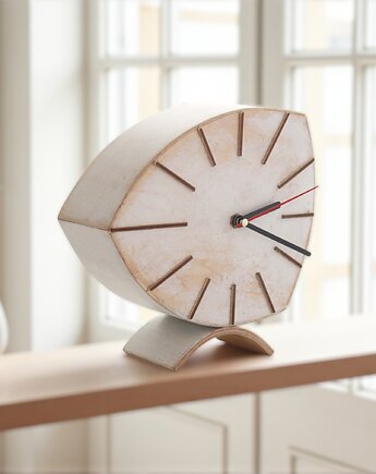 Zegarek drewniany stojący Biały, Clock Wood Studio