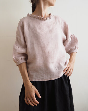 Bluzka "COSMOS_x" old rose, 100% len, madebyjokpa