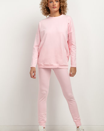 Prosta bluza ze stójką T381, jasnoróżowa, TESSITA