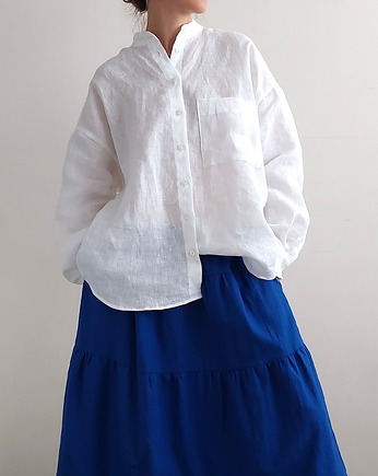 100% len koszula oversize WHITE_STAR, madebyjokpa