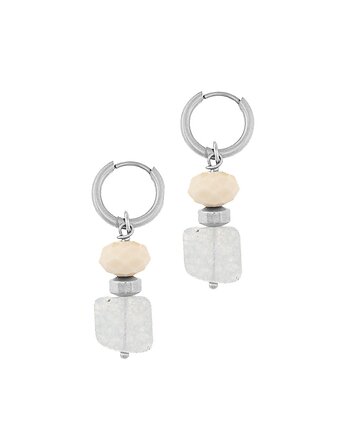Kolczyki koła z pastelowym błękitem - srebrne hematyty-12mm - Srebrna stal sz, Kulka Bransoletki