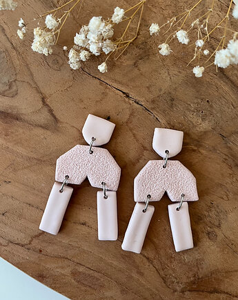 Beżowe kolczyki z gliny, Lemens.clay