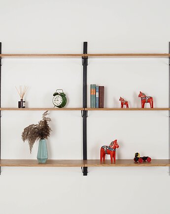 Regał systemowy dębowy, duński design, lata 70, produkcja: Dania, Przetwory design