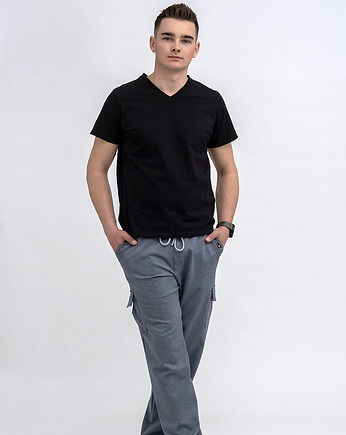 T-shirt męski do V czarny, 3 for U