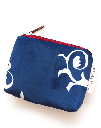 Portfel card holder z weluru Granatowy, sabi tatka