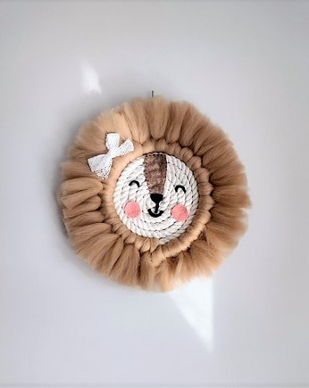 Safari Lew Lion makrama dekoracja do pokoju dziecka, OKAZJE - Prezent na Chrzciny