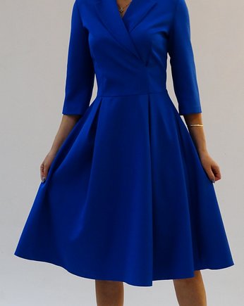 Midi sukienka  z kołnierzem (36 -48), MM FASHION