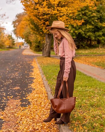 Shopper GINA S koniak szewro GOLD, FABIOLA TOREBKI