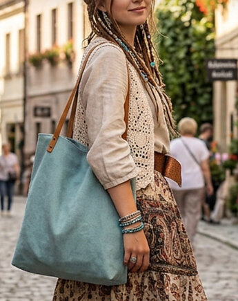 Torba tote XXL - szałwia, PRACOWNIA 166