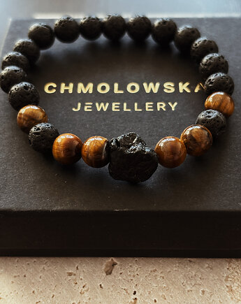 Bransoletka męska Turmalin i Tygrysie Oko, Chmolowska Jewellery