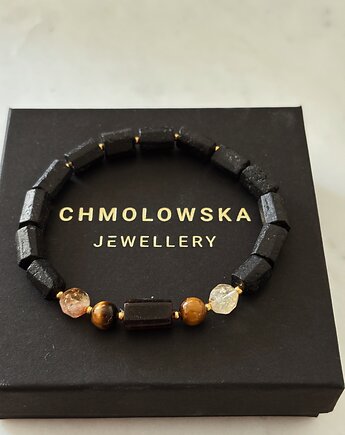 Bransoletka męska Tygrysie Oko i Cytryn, Chmolowska Jewellery