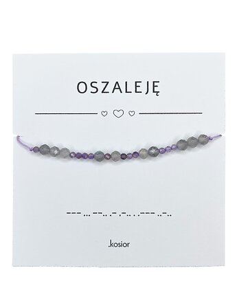 Oszaleję Bransoletka z alfabetem Morse Ametyst i Labradoryt, karolina kosior