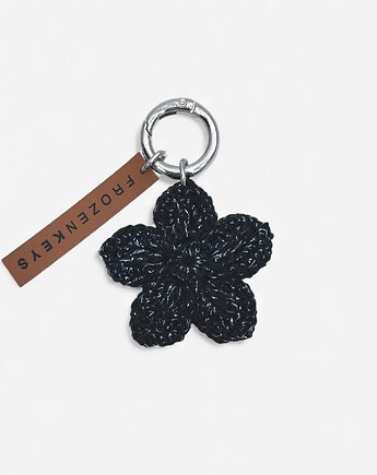 Brelok Kwiat Czarny ze Srebrną Błyszczącą Nitką, Frozen Keys