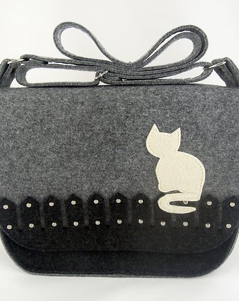 Torebka Filcowa - Listonoszka z Kotem, Green Sheep