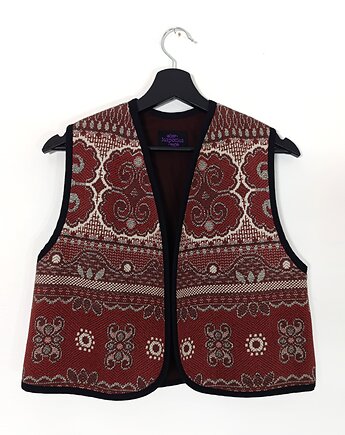 Bordowa kamizelka M z ukraińskiej tkaniny, kapotka