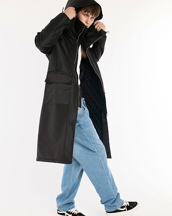 Parka Longline Hoodie Oversize black ocieplana, REST Factory