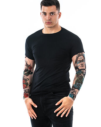 Czarny t-shirt męski z tatuażami Wild Bulls, dirrtytown clothing