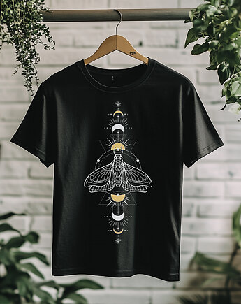 Koszulka - Święta geometria - Ćma z gwiezdnym ornamentem, Black Sapphire Art
