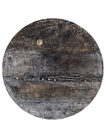 Okrągła dekoracja obraz abstrakcyjny ręcznie malowany technika mieszana /1/, Galeriai