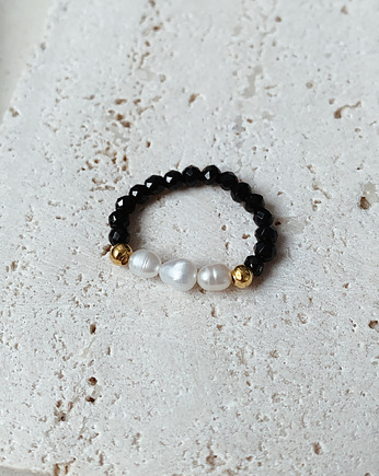 Pierścionek elastyczny Onyks, Chmolowska Jewellery