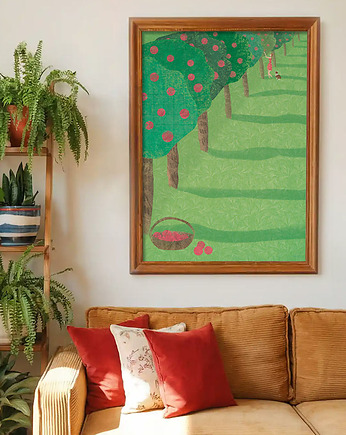 Lato w sadzie - dziewczyna z psem - plakat fine art, minimalmill