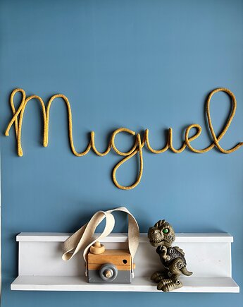 Personalizowany napis ze sznurka bawełnianego I drutu 6 literek, renartgifts
