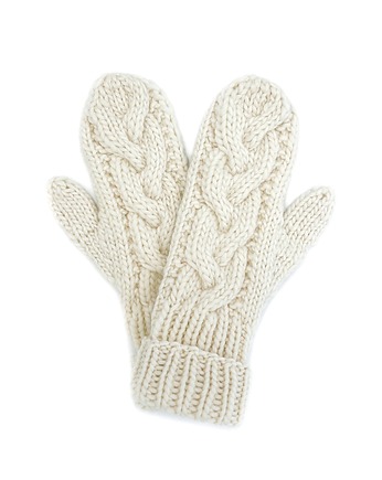 Białe rękawiczki wełniane z jednym palcem w warkocze, Holy Alpaca Knit