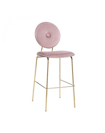 Krzesło Barowe Welur Button Różowe, MIA home