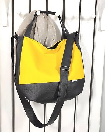Żółta listonoszka damska, shopper 3w1, cytrynowa torba na ramię, ankate
